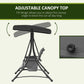 3 Person Outdoor Porch Swing Chair with Adjustable Canopy, Mixed Grey