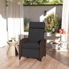 Outdoor Recliner Chair with Adjustable Backrest, Cushion, Side Tray, Black