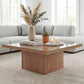 Square Coffee Table, Center Table with 1.6" Thick Tabletop, Natural Wood