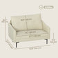 2 Seater Sofa, Small Modern Couch with High-Resilience Foam, Thicken Padding, Button Tufted, Cream White