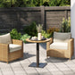Outdoor Side Table, 28" Weather Resistant Round Patio Table with Slatted Design for Garden, Terrace, Balcony, Natural
