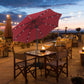 9ft Solar Patio Umbrella Outdoor Sunshade 24 LED Lights Tilt Canopy, Wine Red