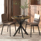 29" Dining Table, Contemporary Round Kitchen Table with Steel Legs, Rustic Brown