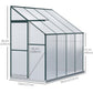 Walk-In Garden Greenhouse Aluminum Polycarbonate with Roof Vent for Plants Herbs Vegetables 8' x 4' x 7' Silver