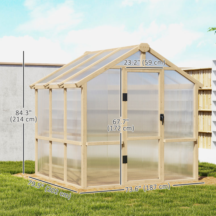 6.6' x 6' Brown Polycarbonate Greenhouse with Lockable Door
