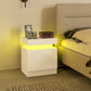 Nightstand Set of 2, End Side Tables with LED Lights, Bedside Tables with 2 Drawers, for Bedroom, White