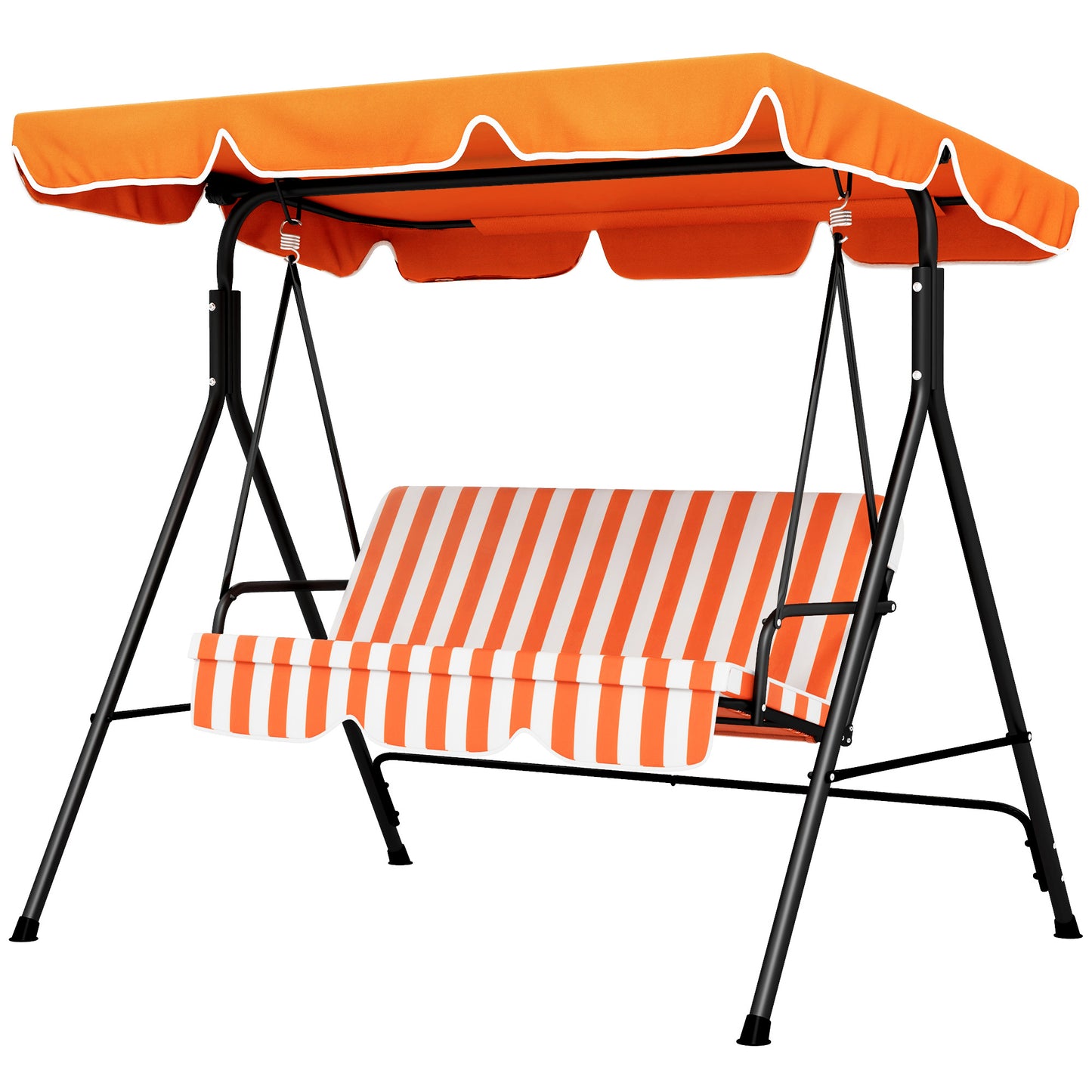 3-Seater Outdoor Porch Swing with Adjustable Canopy, Patio Swing Chair for Garden, Poolside, Backyard, Red