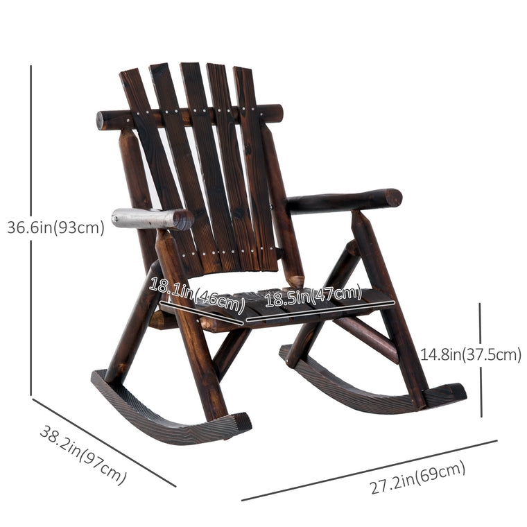 Dark Carbonized Wooden Adirondack Rocker with High Back