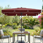 6.5x4ft Rectangle Patio Umbrella Aluminum Tilt Adjustable Garden Parasol Sun Shade Outdoor Canopy Wine Red