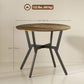 35" Round Dining Table, Modern Dining Room Table with Steel Frame, Space Saving Small Kitchen Table, Rustic Brown