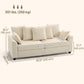 Corduroy Couch, 3 Seater Sofa, Modern Upholstered Couch with Curved Armrests and 8 Removable Pillows, Beige