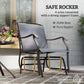 3 Piece Patio Glider Set Outdoor Gliders with Breathable Mesh Seat, Glass Top Table for Garden, Yard, Grey