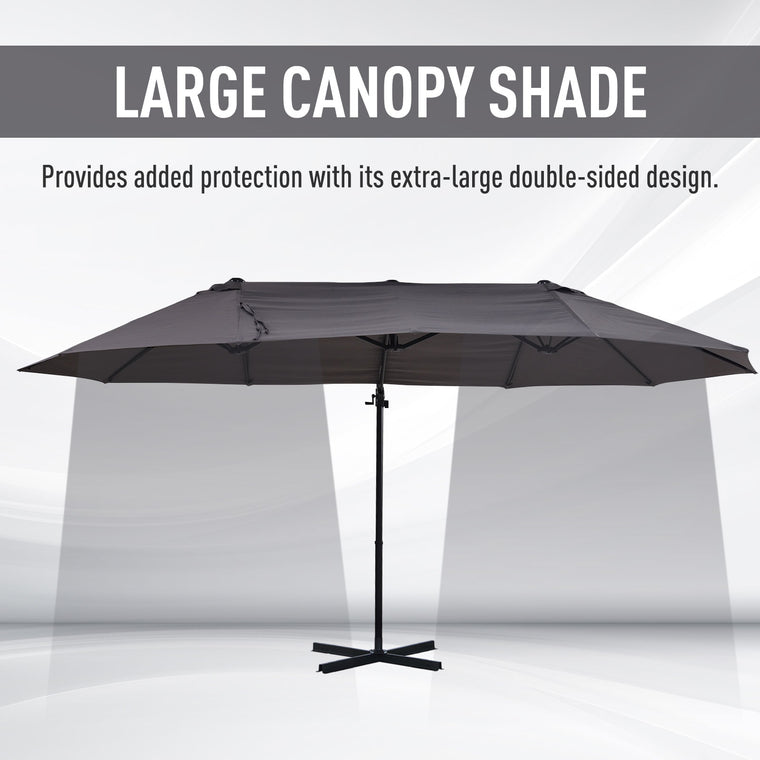 Grey Offset Cantilever Umbrella with Twin Canopy & Lift Crank