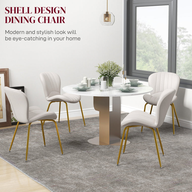 Cushioned Dining Chairs Set of 4 - Cream White