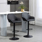 Adjustable Bar Stools Set of 2, Swivel Barstools with Footrest and Back, PU Leather and Steel Round Base, Black