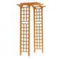 7.5FT Wood Garden Arch Trellis, Outdoor Walkway Round Pergola Style Arbor for Decorative Climbing Plants, Patio, Lawn, Backyard Party, Ceremony Decoration Accessories, Yellow