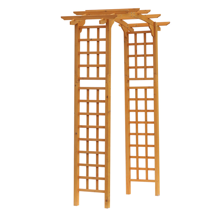 7.5FT Yellow Wood Garden Arch Trellis for Climbing Plants