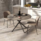 47" Round Kitchen Table for 4, Industrial Dining Table with Steel Legs for Dining Room, Grey Wood Grain and Black