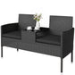 Patio Furniture w/ Mid-Table PE Rattan Loveseat w/ Cushion, Black