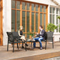 4 Piece Patio Furniture Set, Outdoor Conversation Set with Deep Seat, Loveseats, Armchairs, Glass-Top Table, Black