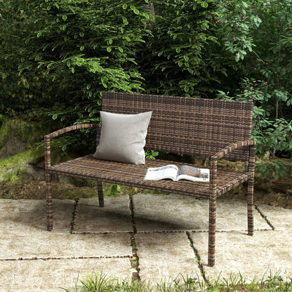 Rattan Wicker Loveseat Garden Furniture Leisure Chair with Armrests Brown