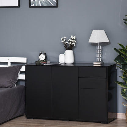 Kitchen Sideboard Coffee Bar with 2 Drawers - Black