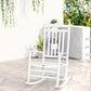 Wooden Outdoor Rocking Chair, Patio Rocking Chair with Slatted High Back and Armrests for Porch, Garden, Lawn, White