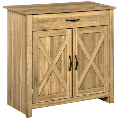 Farmhouse Sideboard Buffet with Barn Doors - Distressed Brown