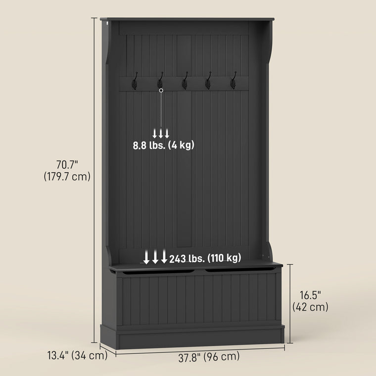 4-in-1 Hall Tree with Shoe Storage and Bench