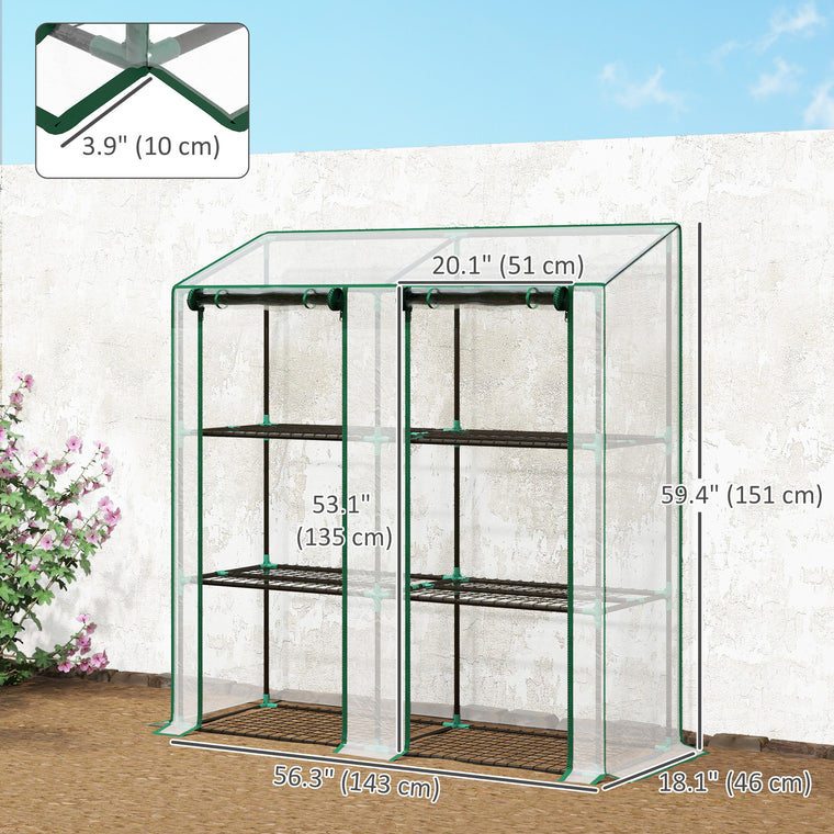 56.3" x 59.4" Portable Mini Greenhouse with 3-Tier Shelves