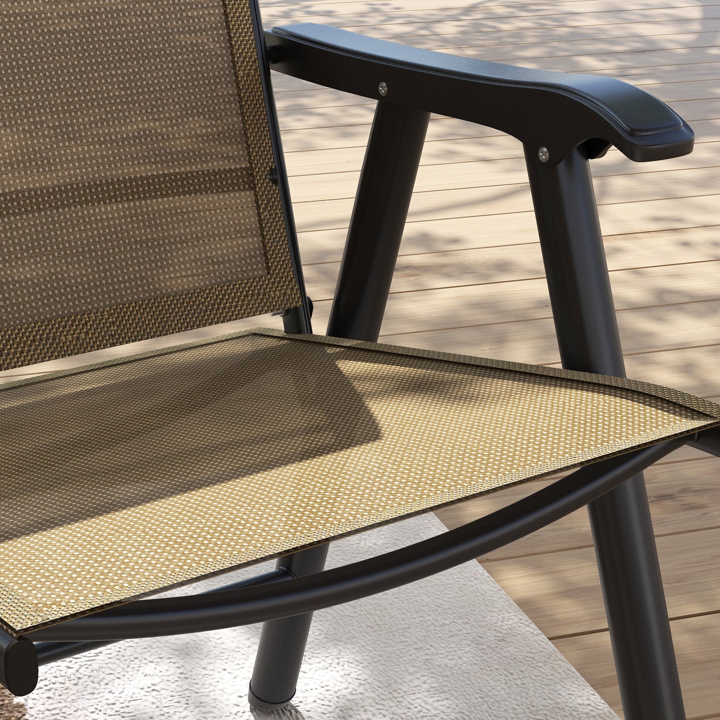 4-Piece Folding Chair Set for Relaxing on Patio Balcony Garden, Comfortable Outdoor Furniture with Armrests, Brown