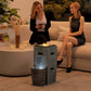 16.5" x 11" x 22.4" Propane Fire Pit Table with Fountain, 15000 BTU Outdoor Gas Fire Table with LED Light Adjustable Water Flow, Fire Fountain Water with Glass Rocks, Grey
