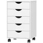 File Cabinet with 5 Drawer Wheels, 15.7" x 15.7" x 26.4", White
