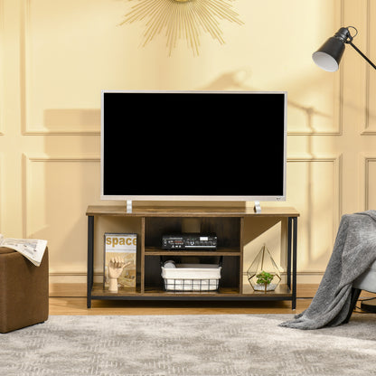 TV Stand for 55" TVs with Open Shelves - Rustic Brown
