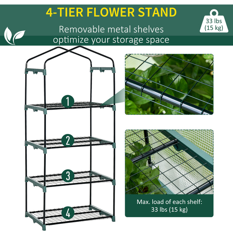 28" x 20" x 63" Greenhouse with Tiered Shelves and PE Cover