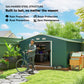 11' x 13' Practical Backyard Garden Storage Tool Shed with Double Sliding Door Garden Tool Shed with 4 Ventilation Slots, Green