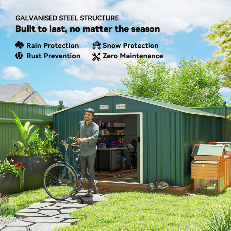 11' x 13' Storage Shed with Sliding Doors and Ventilation