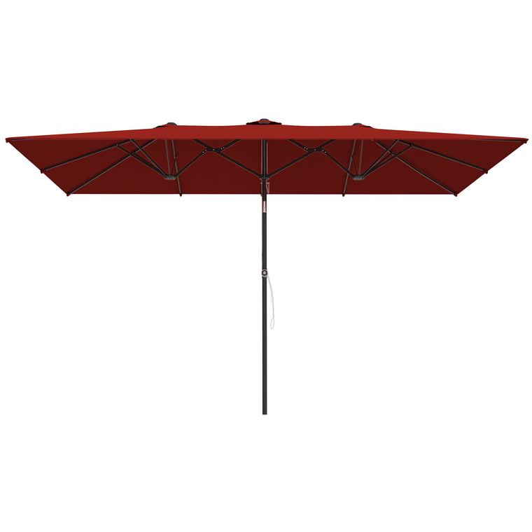 Wine Red Double-Sided Umbrella with Tilt & 12 Ribs