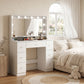 Vanity Desk with 10 Dimmable LED Lights, Mirror Dressing Table with 7 Drawers and Charging Station, White
