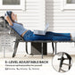Folding Lounge Chair, Outdoor Chaise Lounge Tanning Chair with Adjustable Back, Side Table, Headrest, Black