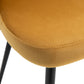 Set of 2 Mid-Back Dining Chair, Mid-Back Velvet-touch Upholstery Kitchen Chair for Living Room Dining Room, Yellow