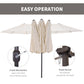15ft Double-Sided Rectangular Patio Umbrella with Hand Crank
