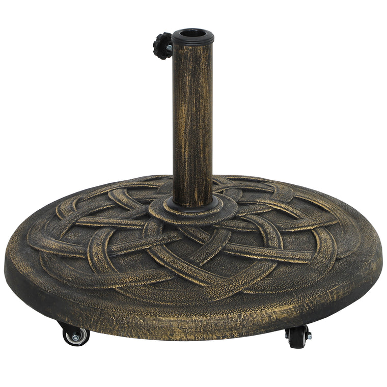 44 lbs Bronze Round Resin Umbrella Base with Wheels