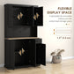 71" Kitchen Pantry Buffet with Hutch Storage Cabinet Microwave Oven Stand with Drawer, Black