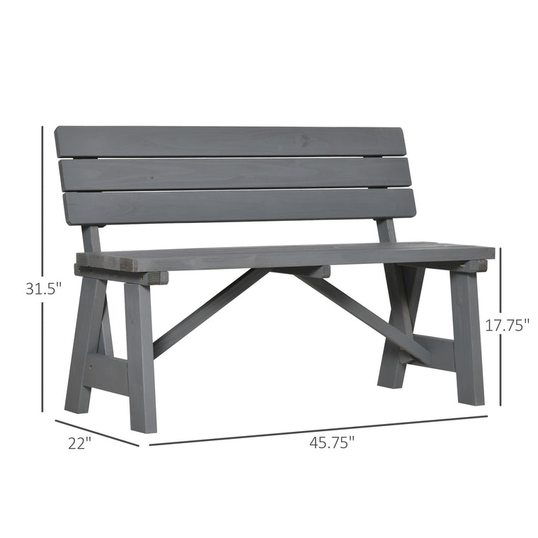 Grey Wooden Garden Bench for 2 Persons