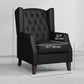 Faux Leather Armchair, Modern Accent Chair with Thick Padding for Living Room, Bedroom, Home Office, Black