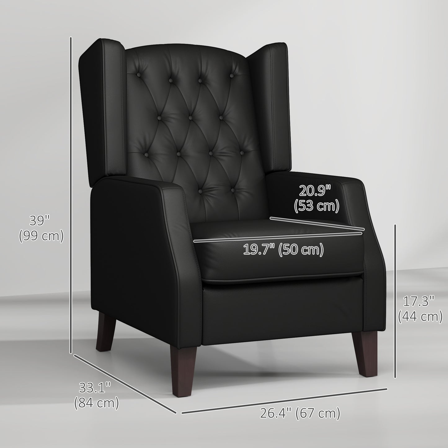 Faux Leather Armchair, Modern Accent Chair with Thick Padding for Living Room, Bedroom, Home Office, Black