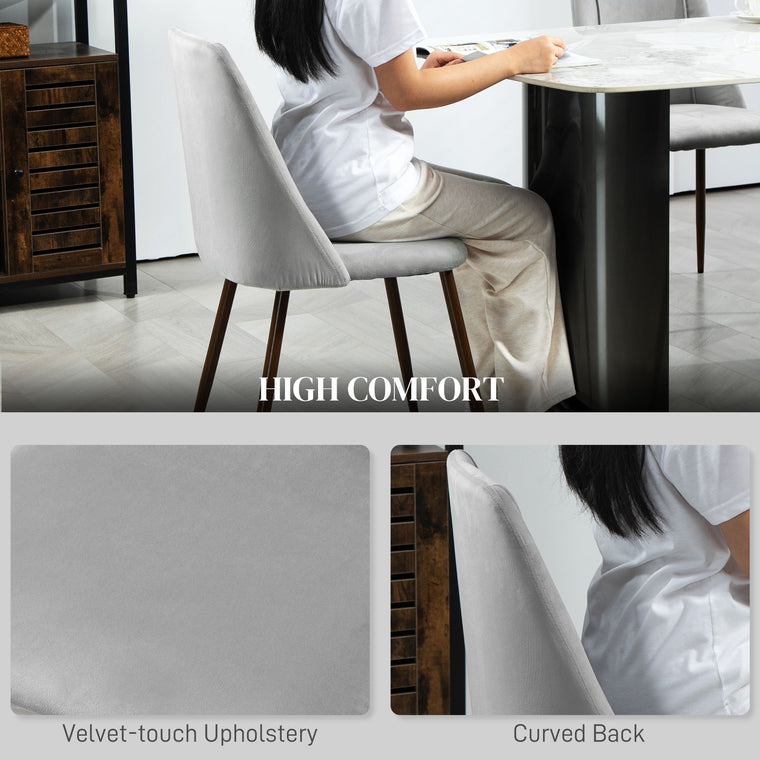 Velvet Dining Chairs Set of 6 - Grey