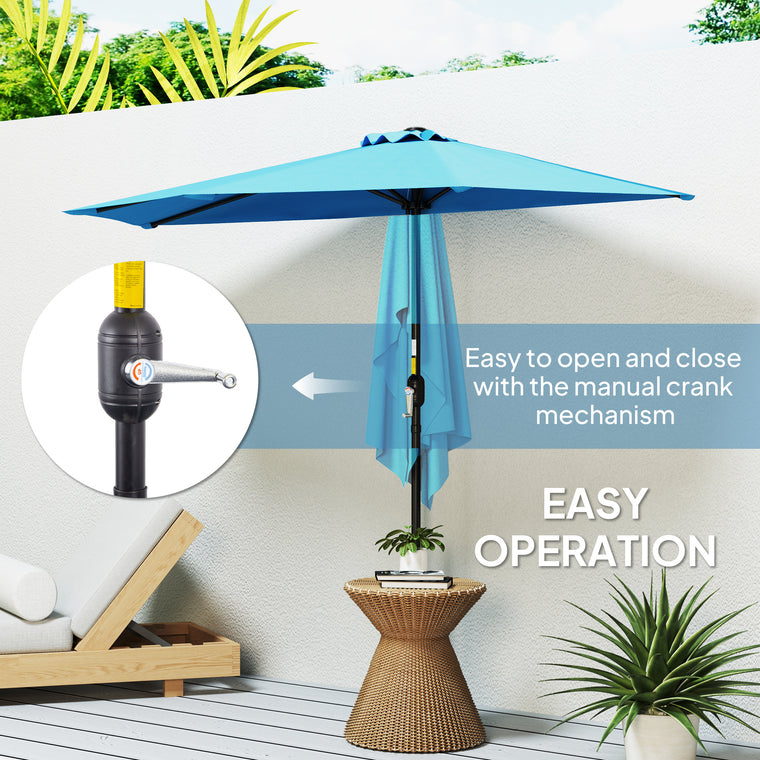 9ft Light Blue Half Round Umbrella with 5 Ribs