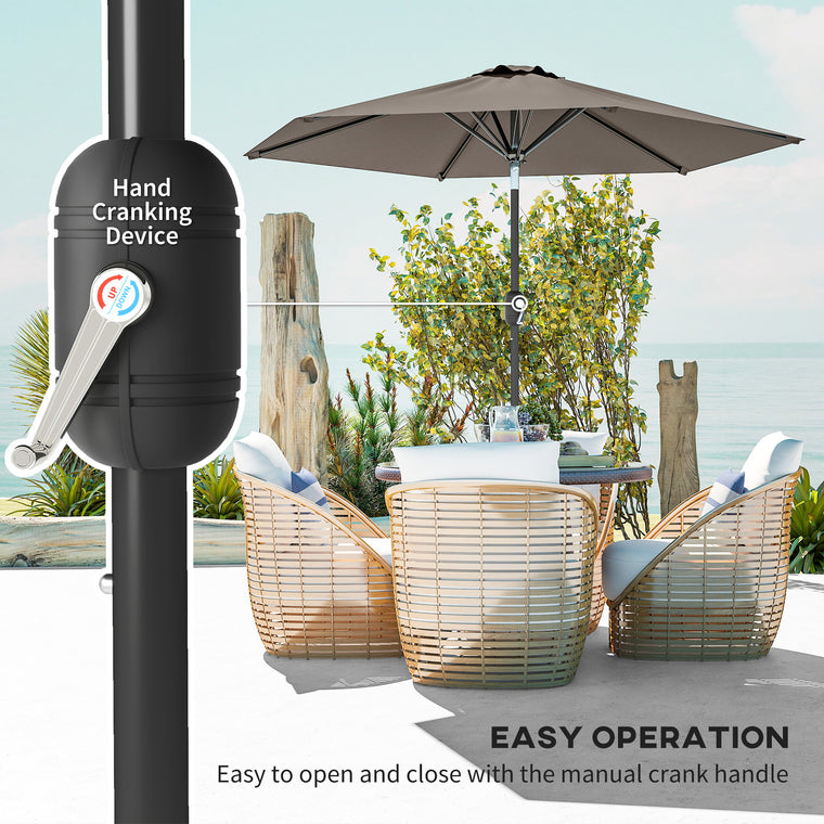 Dark Grey Patio Sun Umbrella with 6 Ribs